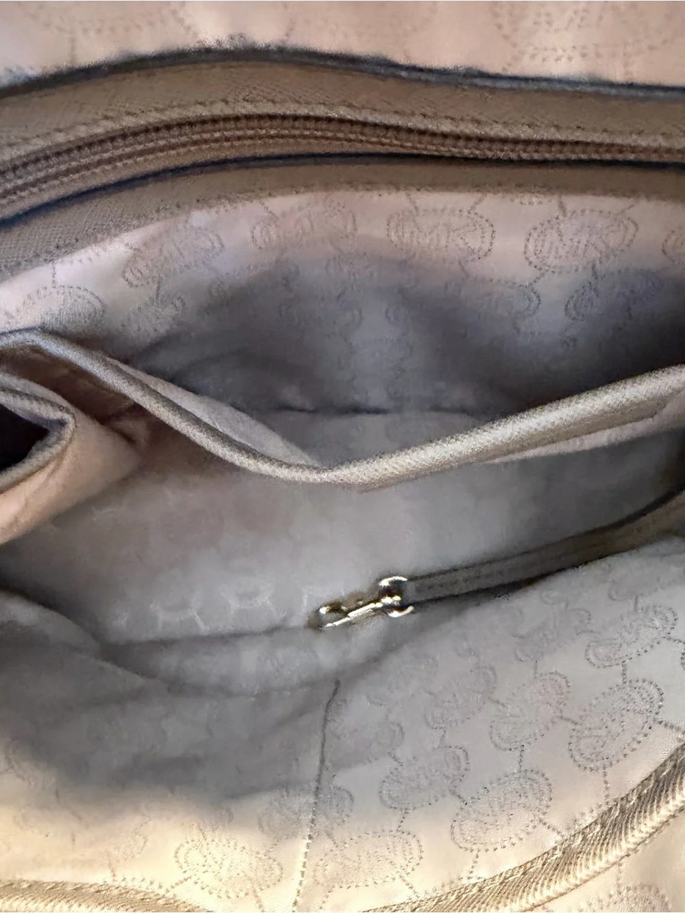 Michael Kors Taupe Saffiano Leather Tote with Gold Logo Charm